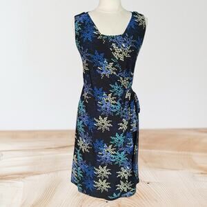 Japanese Weekend Maternity or Nursing Wrap Midi Dress Sz S Black Multi Print
